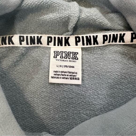 PINK Laced Up Hooded Sweatshirt sz L Gray and White - Picture 4 of 15
